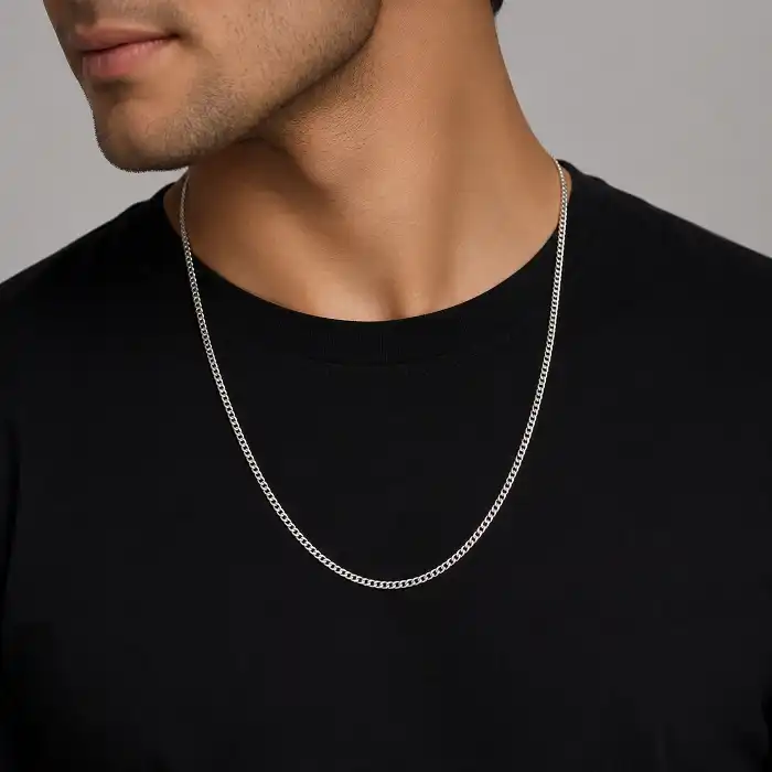 Gyary Classic Silver Curb Chain for Women