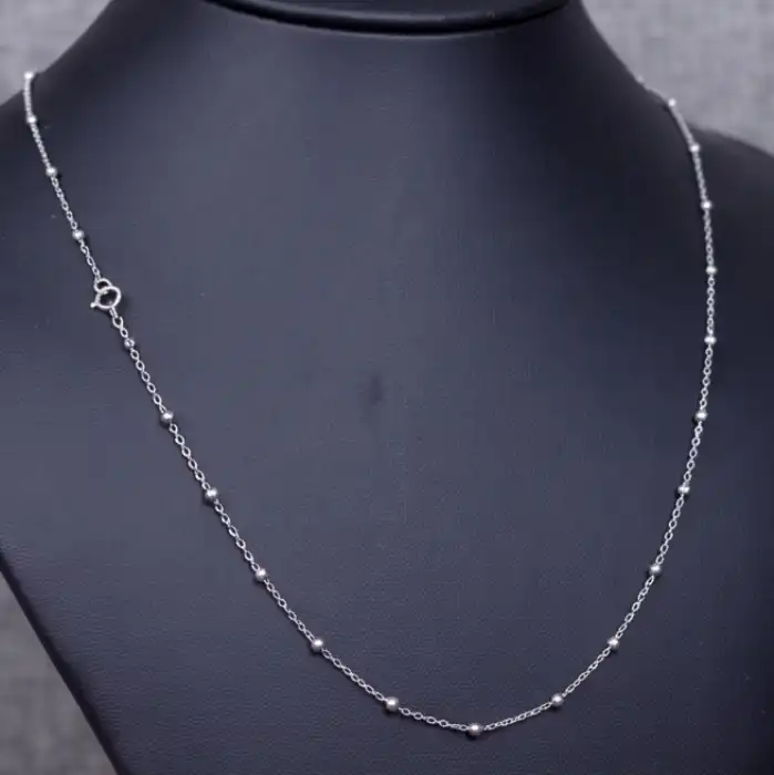 Gyary Luna Beaded Station Silver Chain for Women