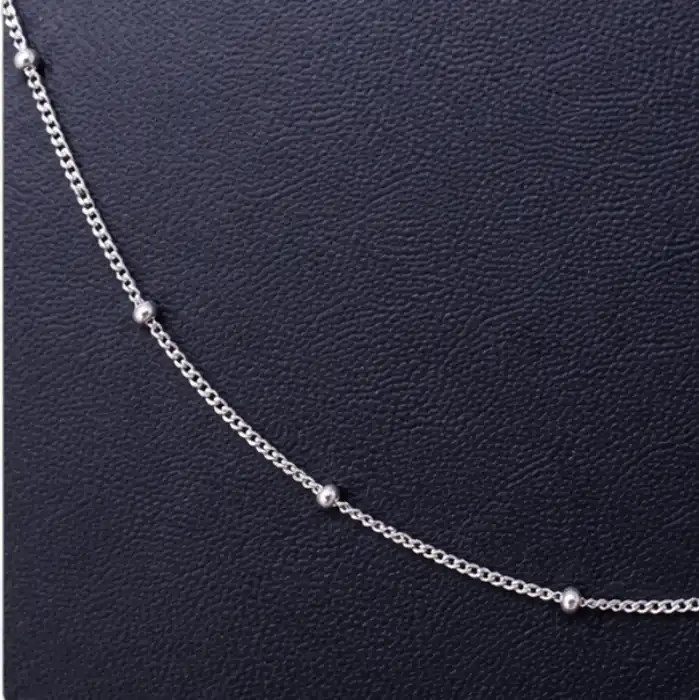 Gyary Dainty Bead Station Silver Chain for Women