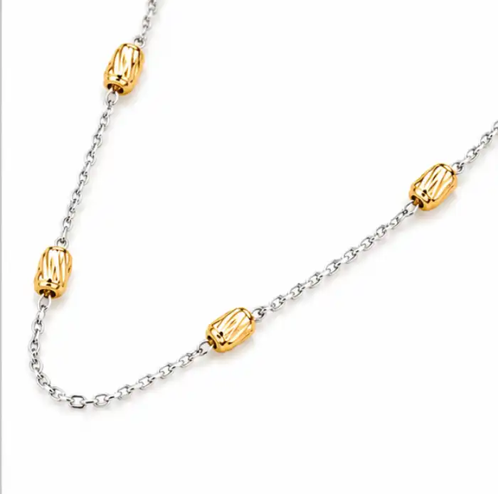 Gyary Sterling Silver Beaded Station Chain for Women
