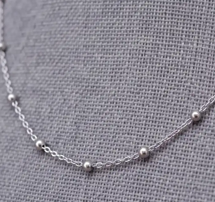 Gyary Luna Beaded Station Silver Chain for Women