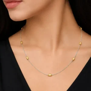 Gyary Sterling Silver Beaded Station Chain for Women