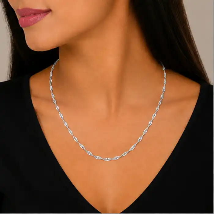 Gyary Twisted Sparkle Silver Chain for Women