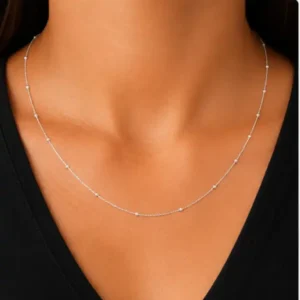 Gyary Dainty Bead Station Silver Chain for Women
