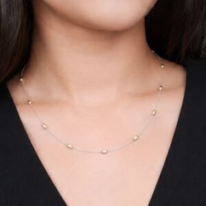 Gyary Sterling Silver Beaded Station Chain for Women