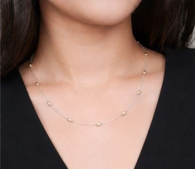 Gyary Sterling Silver Beaded Station Chain for Women
