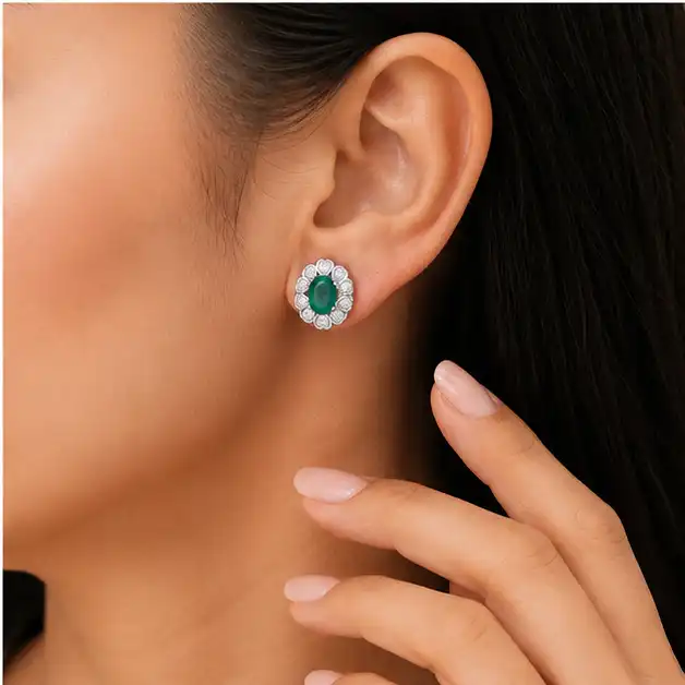 Gyary Emerald Bloom Stud Earrings