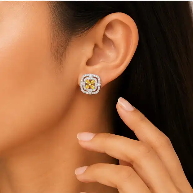 Gyary Golden Blossom Stud Earrings