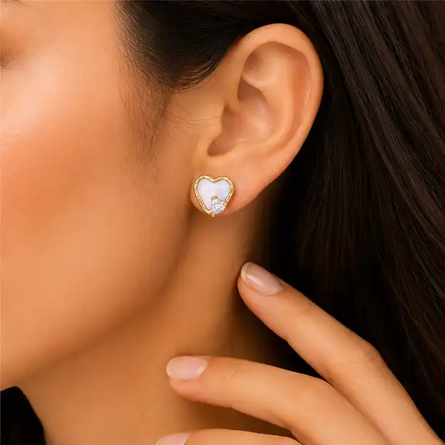 Gyary Opal Heart Stud Earrings