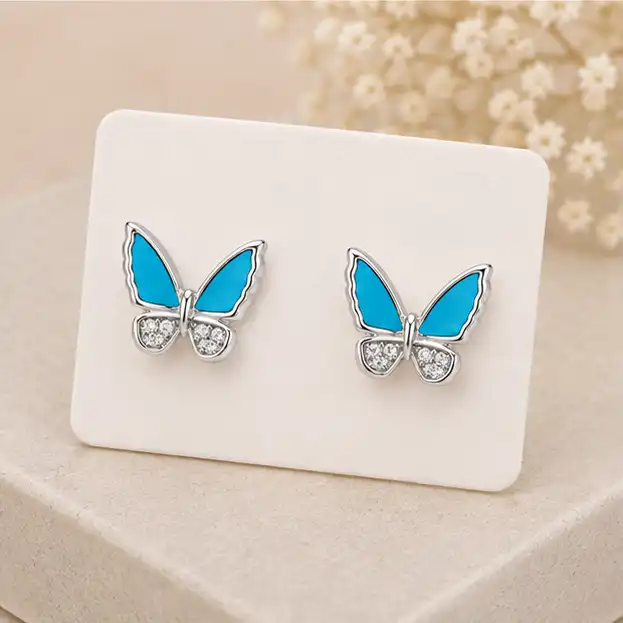 Gyary Azure Butterfly Stud Earrings
