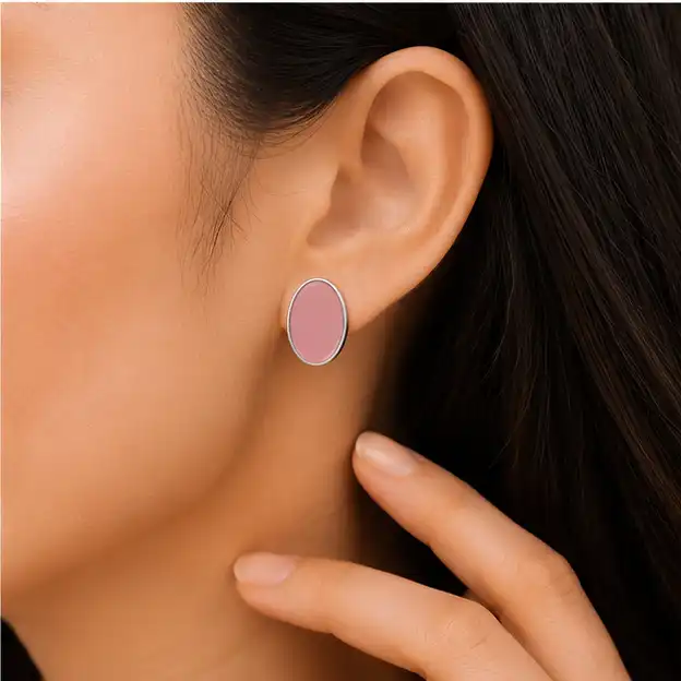 Gyary Blush Oval Stud Earrings