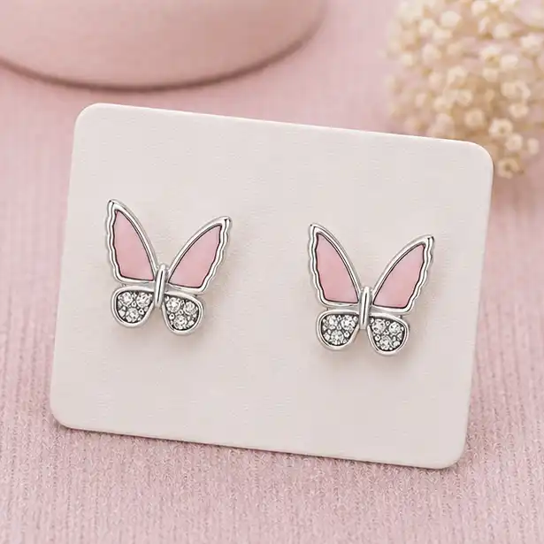 Gyary Blush Butterfly Stud Earrings