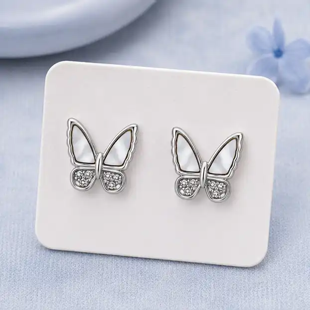 Gyary Pearl Wing Butterfly Stud Earrings