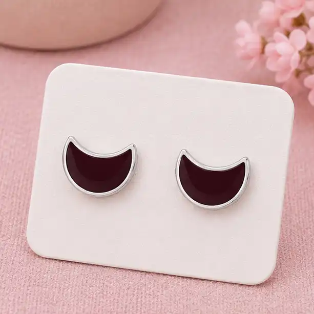 Gyary Crimson Crescent Stud Earrings