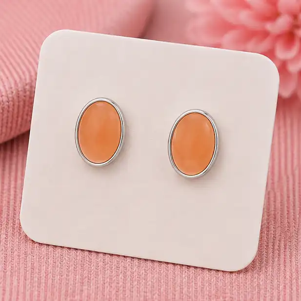 Gyary Peach Glow Oval Stud Earrings