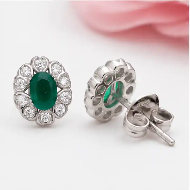 Gyary Emerald Bloom Stud Earrings
