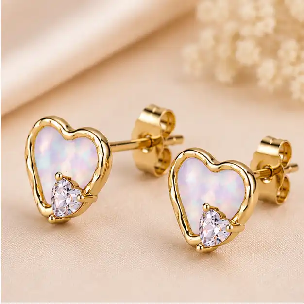 Gyary Opal Heart Stud Earrings