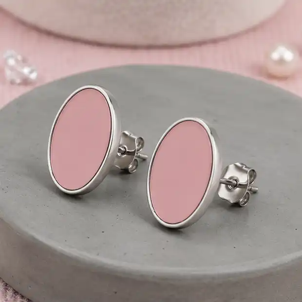 Gyary Blush Oval Stud Earrings