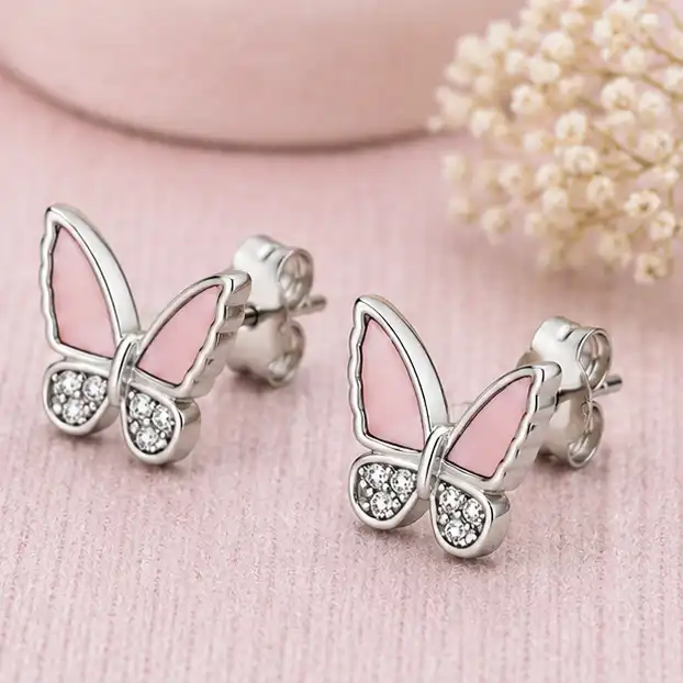Gyary Blush Butterfly Stud Earrings