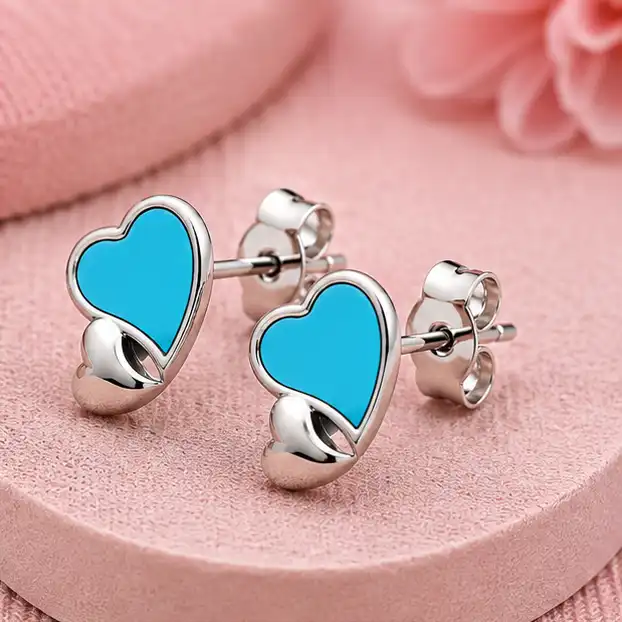 Gyary Ocean Heart Stud Earrings