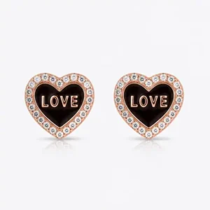 Gyary Love Heart Rose Gold Stud Earrings