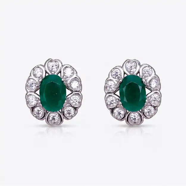 Gyary Emerald Bloom Stud Earrings