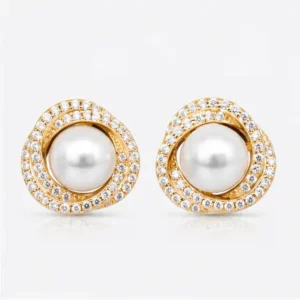 Gyary Pearl Halo Stud Earrings