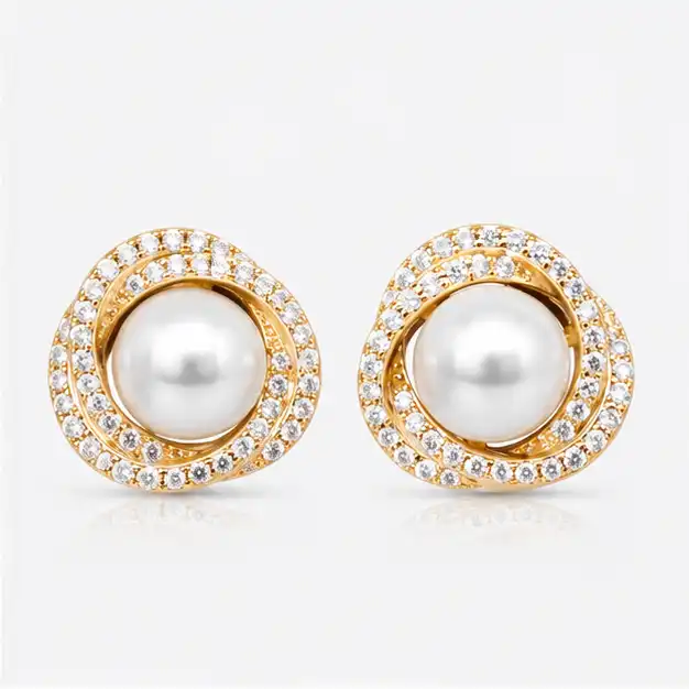Gyary Pearl Halo Stud Earrings