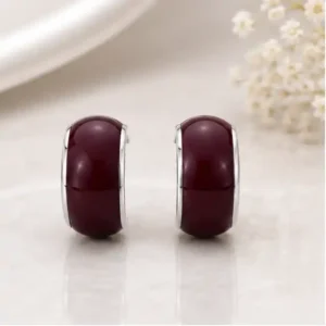 Gyary Burgundy Crescent Stud Earrings