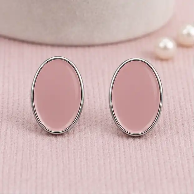 Gyary Blush Oval Stud Earrings