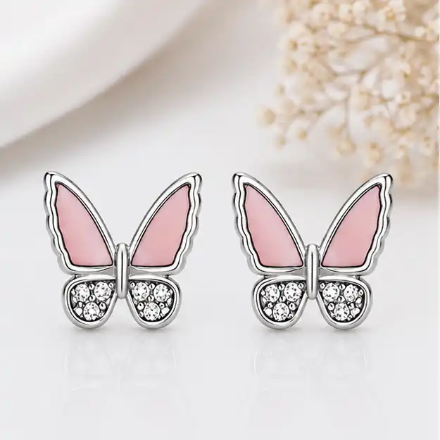 Gyary Blush Butterfly Stud Earrings