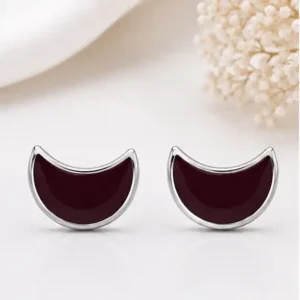 Gyary Crimson Crescent Stud Earrings