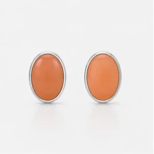 Gyary Peach Glow Oval Stud Earrings