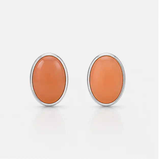Gyary Peach Glow Oval Stud Earrings
