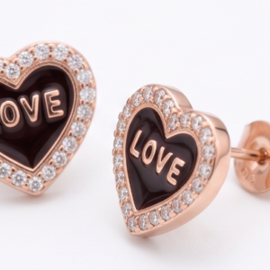 Gyary Love Heart Rose Gold Stud Earrings
