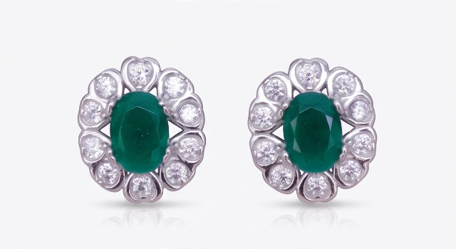 Gyary Emerald Bloom Stud Earrings