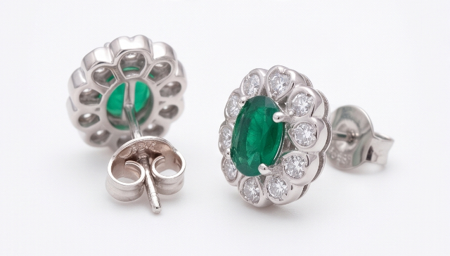 Gyary Emerald Bloom Stud Earrings
