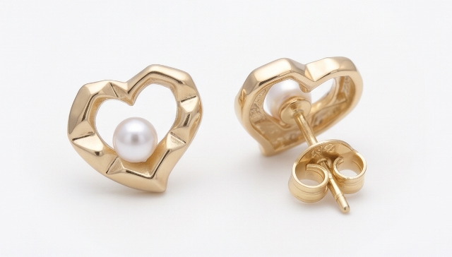 Gyary Pearl Heart Stud Earrings