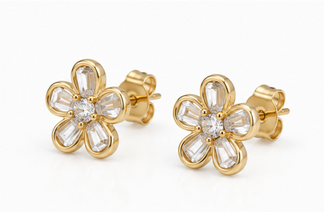 Gyary Daisy Bloom Stud Earrings