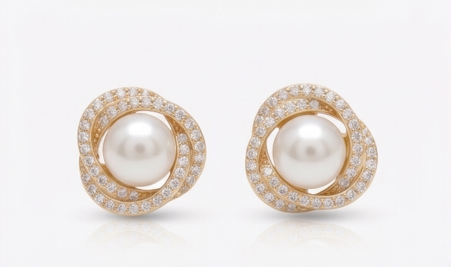 Gyary Pearl Halo Stud Earrings