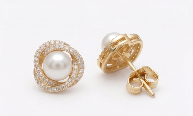 Gyary Pearl Halo Stud Earrings