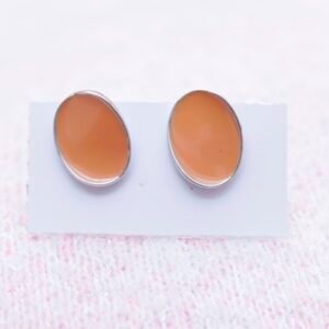 Gyary Peach Glow Oval Stud Earrings