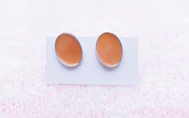 Gyary Peach Glow Oval Stud Earrings