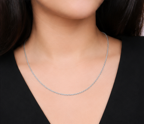Gyary Classic Oval Link Silver Chain for Women