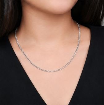 Gyary Classic Silver Curb Chain for Women