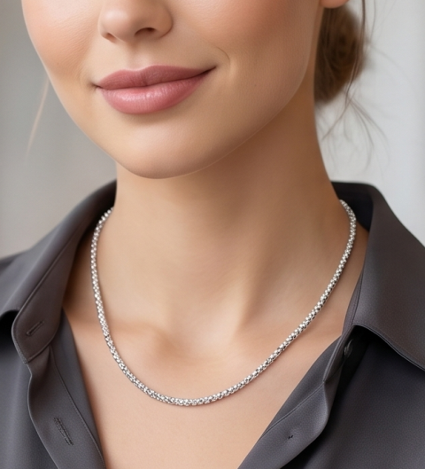 Gyary Radiance Silver Sparkle Chain for Women