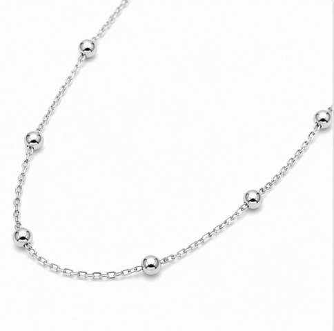Gyary Luna Beaded Station Silver Chain for Women