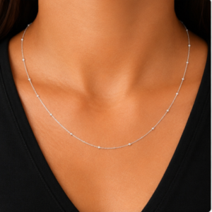 Gyary Dainty Bead Station Silver Chain for Women