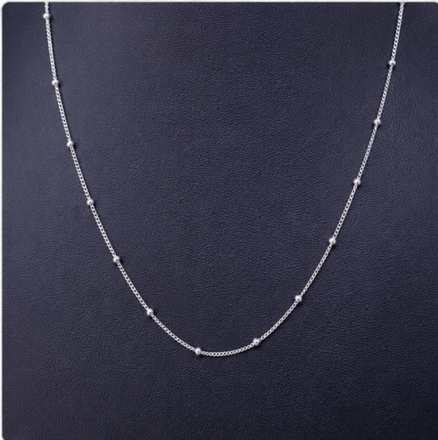 Gyary Dainty Bead Station Silver Chain for Women