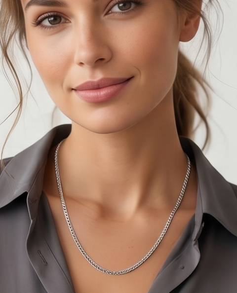 Gyary Classic Curb Silver Chain for Women